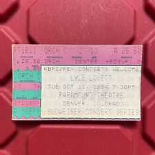 Lyle Lovett Paramount Theatre Concert Ticket Stub Denver CO Vintage October 1993