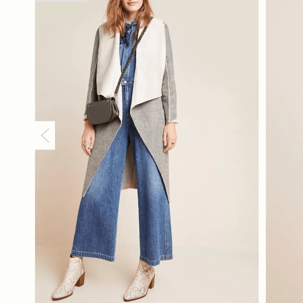 Anthropologie Amadi Camilla Suede Sherpa Duster Coat Overcoat Size Small