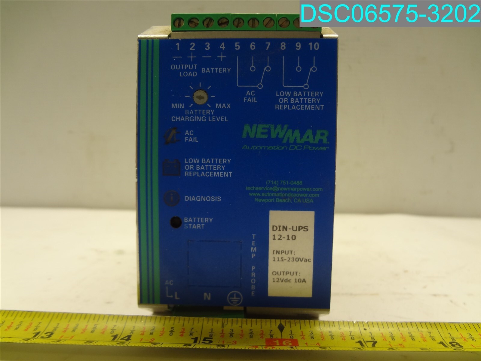 NewMar 12VDC 10A DIN Rail UPS DIN-UPS-12-10 729198427054 Power Supply