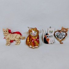 Lot Of 4 Orange Cat Christmas Ornaments Kurt Adler, Photo Ornament, Memorial 