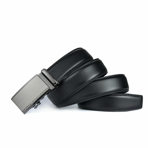 Luxury Men's Real Leather Belt Automatic Buckle Ratchet Waist Strap Jeans Dress - Picture 9 of 23