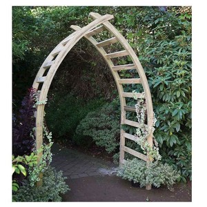 Wooden Garden Arch Climbing Plants Flowers Ornate Path Shade Patio