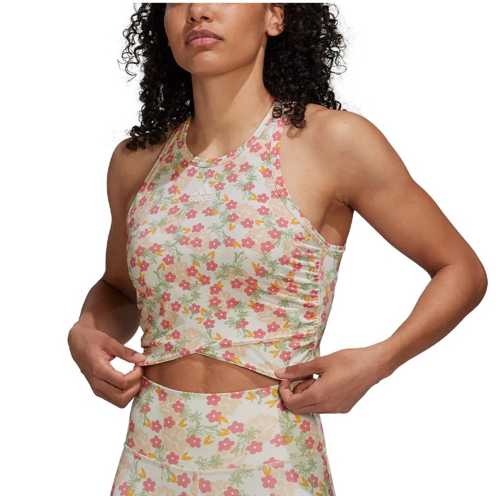 Укороченная тренировочная майка с цветами для женщин Adidas Womens Grow Positivity