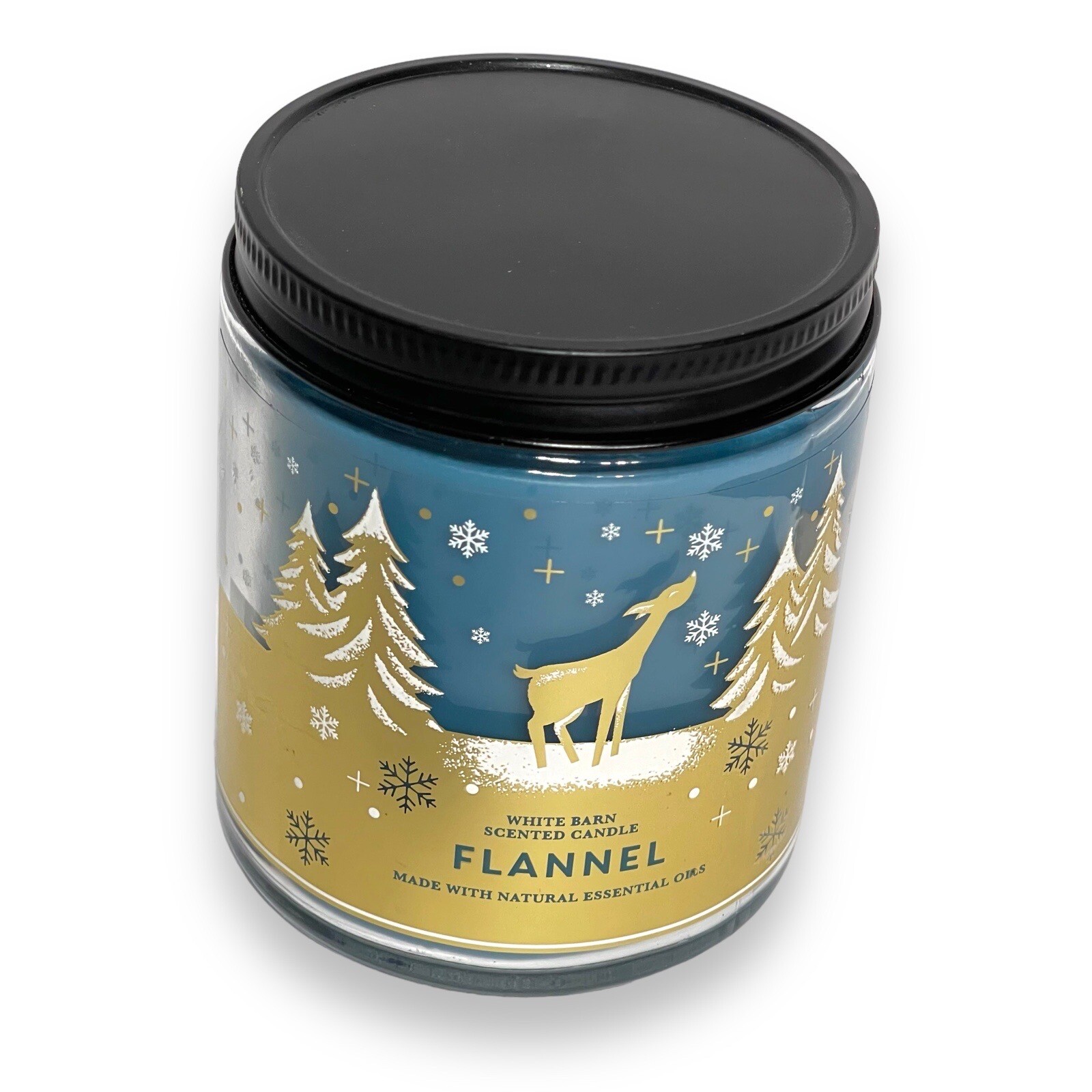 White Barn FLANNEL Scent Single Wick Jar Candle 7 oz Natural Essential