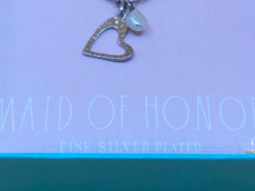 Rae Dunn MAID OF HONOR Fine Silver Plated Necklace 16 + 2in length NEW IN BOX - Picture 4 of 8