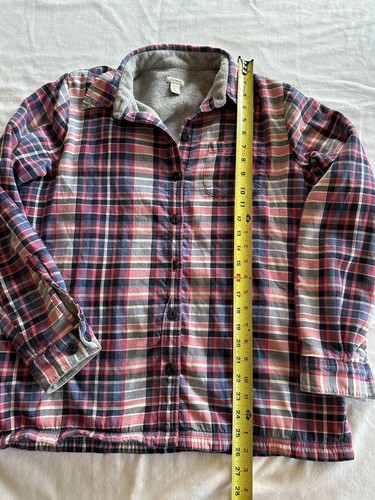 LL Bean Sherpa Fleece Lined Plaid Flannel Shirt Jacket Womens Small Shacket L/S - Picture 11 of 11