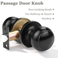Round Passage Door Knob 10pk Closet Hallway Door Keyless Unlockable
