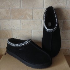 UGG TASMAN BRAID BLACK SUEDE SHEEPSKIN SLIPPERS SHOES SIZE US 7 WOMEN