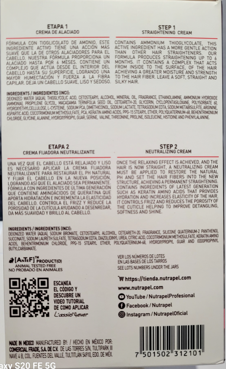 Planchado Permanente Alaciado Chocolate Nutrapel Instrucciones