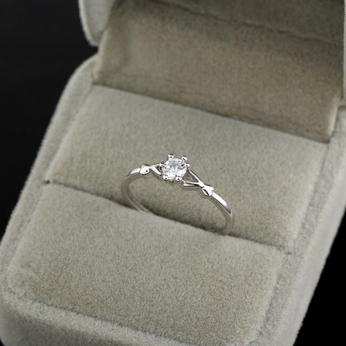 Double Love Heart Round Zircon Gold/Silver Plated Ring Party Gift 4 Sizes - Photo 10/13