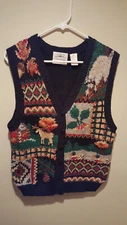 Vintage Tacky Fall Sweater Vest w/ Animals - Countryside Classics - Petite Small