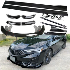 For Acura ILX TLX Front Bumper Lip Spoiler Side Skirts Rear Glossy+Black
