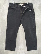 Levis 505 Jeans Mens 38x30 Black Denim Regular Fit Straight Leg Grunge Skater