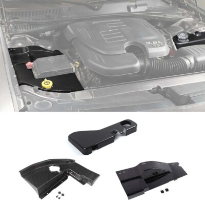  3x Carbon Engine Dust Coolant Washer Tank Trims Set For Challenger/Charger 11+