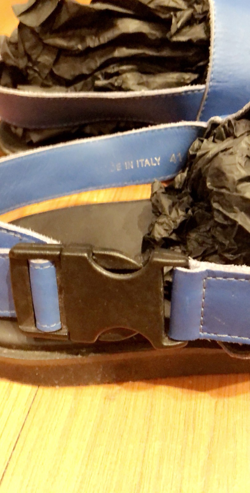 Christopher Kane Pelle Buckle Blue Sandals Sandles Uomo Rare Shoes Size 41 8
