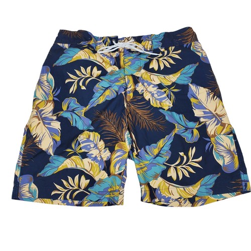 St John's Bay Swim Trunks Mens Large Blue Green Yellow Hawaiian Board Shorts - Picture 1 of 5