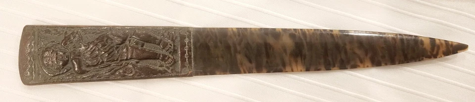 Винтажная кожаная позолоченная чернильница, открывалка для писем и промокатель чернил-качалок - Изображение 4 из 4