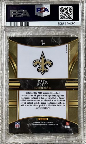 Panini Select Cosmic Prizm Drew Brees 2019 PSA 10 - Imagen 2 de 2