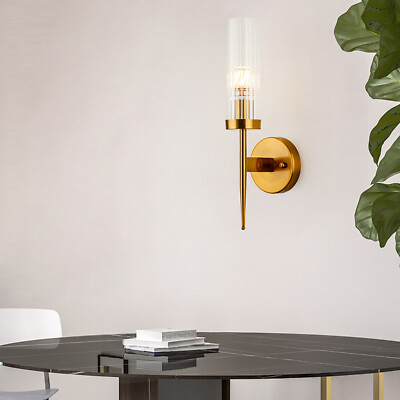 Modern Gold Wall Light Sconce with Glass Shade Hallway Bedroom Bathroom Fixtures