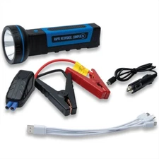 Rapid Response Jumper Flashlight Includes Power Bank, Jumper Cables, USB Charger