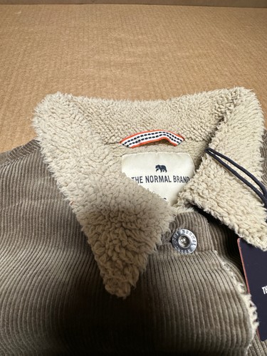 Authentic The Normal Brand Women's Sherpa Collar Cord Trucker Jacket in Brown - Picture 6 of 17