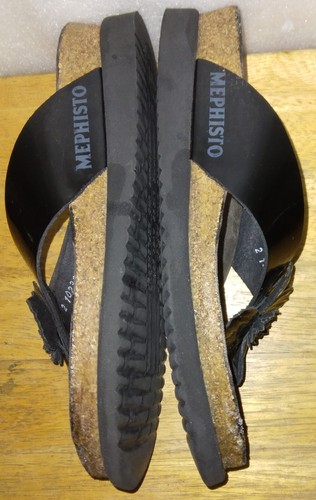 MEPHISTO Violette Air -Relax Flower Flip Flop Black Patent Leather. Sz 36 US 6 - Picture 8 of 16