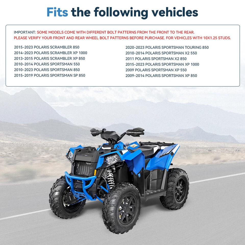 4 piezas espaciadores de rueda de 1" 4/156 10x1,25 para Polaris Sportsman Scrambler XP 1000 850 Foto 4 de 4