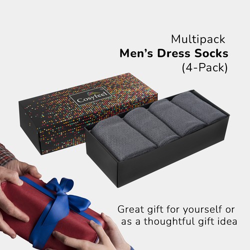 Cosyfeel® Men Dress Socks Bamboo Material (4-Pack) Soft 4 Seasons Seamless Toe - Picture 30 of 63
