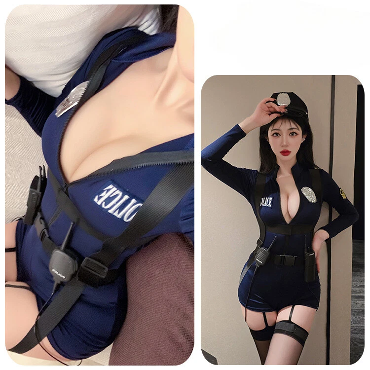 Women Dress Front Zip Uniform RolePlay Cosplay Costume 1Set Clubwear Dirty Hat - Image 4 of 4