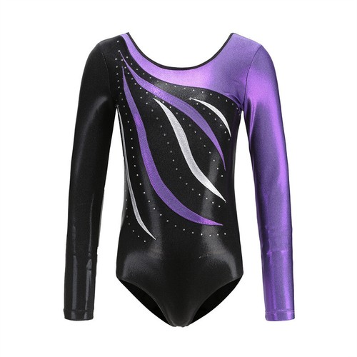 Girl Long Sleeve Dancewear Ballet Gymnastics Kids Dance Bodysuit Costume - Picture 2 of 8