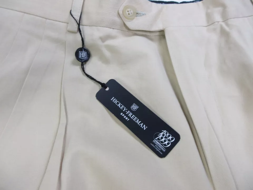 Pantalones Hickey Freeman Para Hombre 34 Amarillo Vestido Pantalones Plisados Informales Italia 34X29 Foto 4 de 4