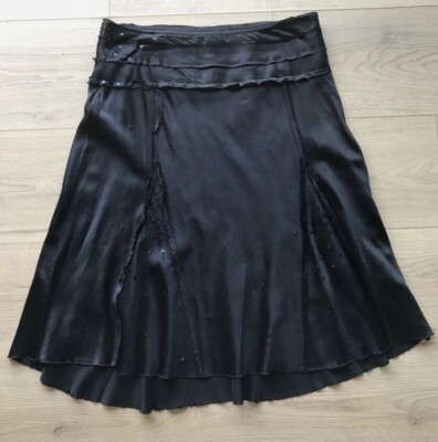 Jupe En Soie Noire IKKS - Taille 38 - Style évasé - Occasion Très Bon état - Pour Femme