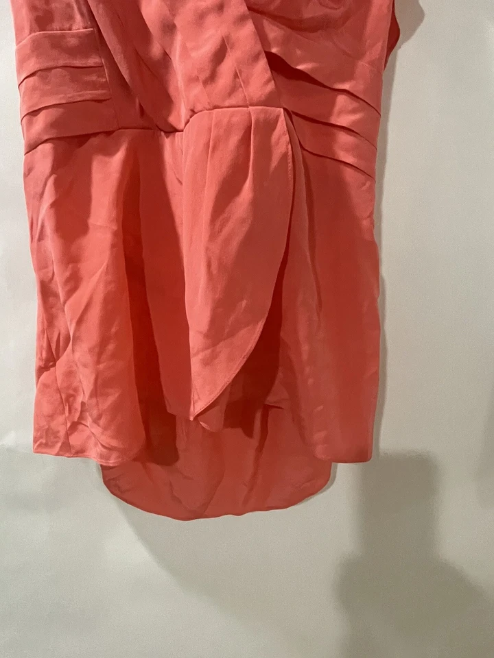 BCBG Max Azria Top Rosa 100% Seda Corbata Cuello Talla M Foto 3 de 4