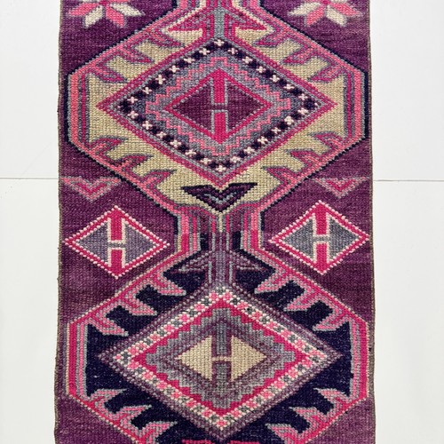 Alfombra de corredor Oushak de lana suave anudada a mano de colección, alfombra turca oriental de 2x10 pies - Imagen 4 de 10