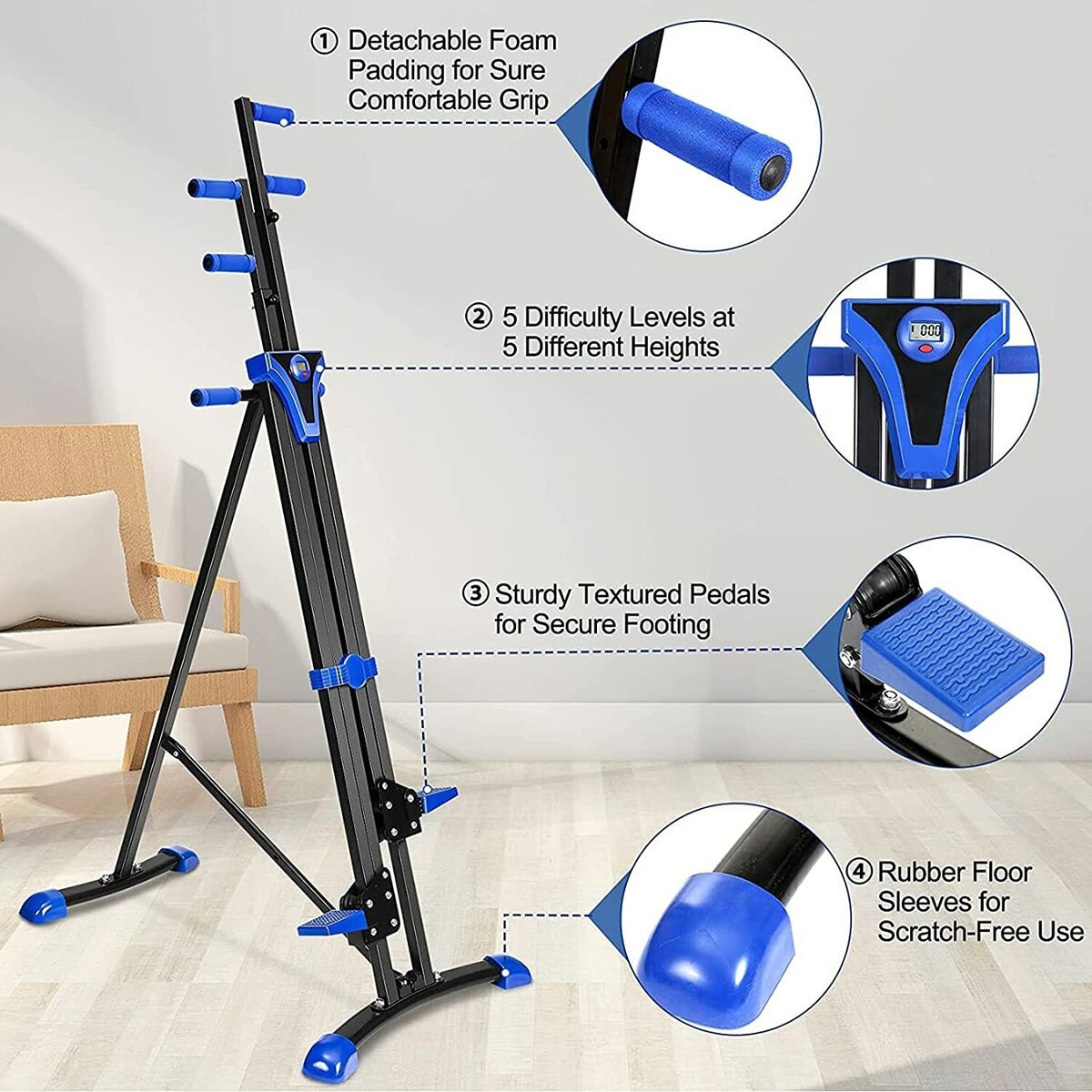 ANCHEER Vertical Climber Folding Climbing Machine Adjustable Height LCD Display eBay