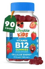 Lifeable  Sugar Free B12 for Kids - Strawberry Flavor Gummy - 90 Count
