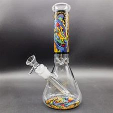 10'' Colorful Printed Hookah Glass Water Pipe Classic Beaker Smoking Bong