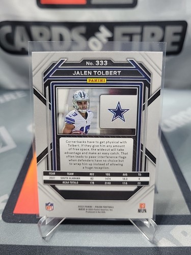 2022 Prizm Football JALEN TOLBERT COWBOYS #333 ROOKIE RC - Foto 2 di 2