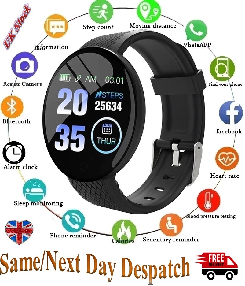 Sports Fitness Tracker Watch Heart Rate Blood Pleasure Activity Monitor