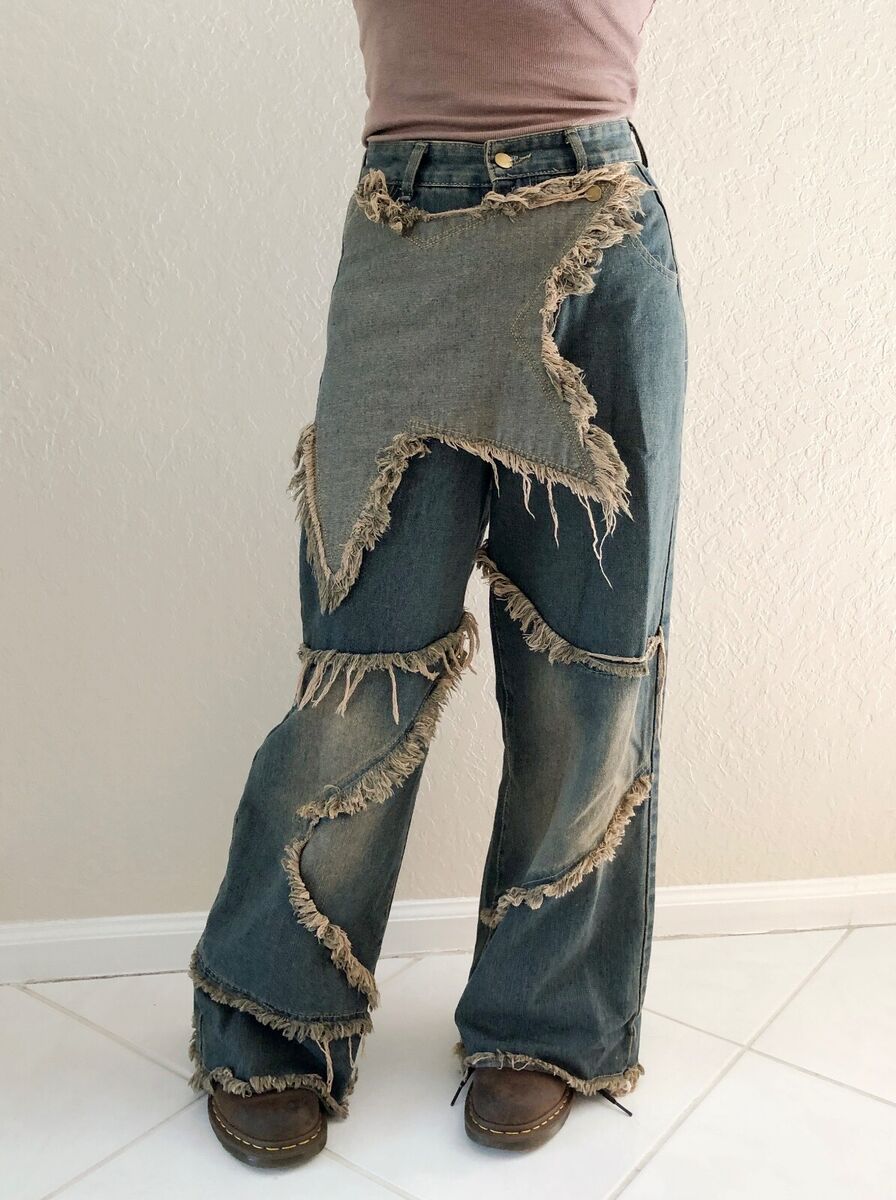 Y2k Pants Star Vintage Wide Leg Pants MEDIUM Women Jeans Y2k Pants Star Vintage Wide Leg Pants MEDIUM Women Jeans