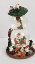 Double Snow Globe Santa and His Helpers Kmart 12" tall x 7" diameter