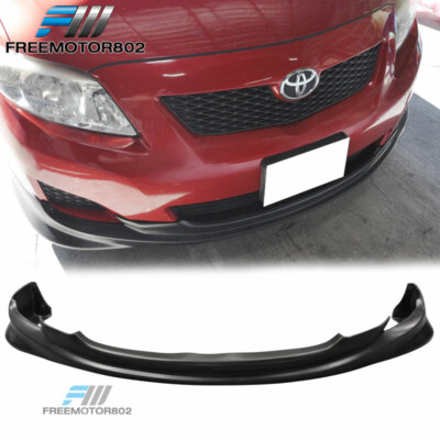 Free-Motor802 K-Style Front Bumper Lip Spoiler For 2009-2010 Toyota Corolla Sedan - Unpainted Black Polyurethane
