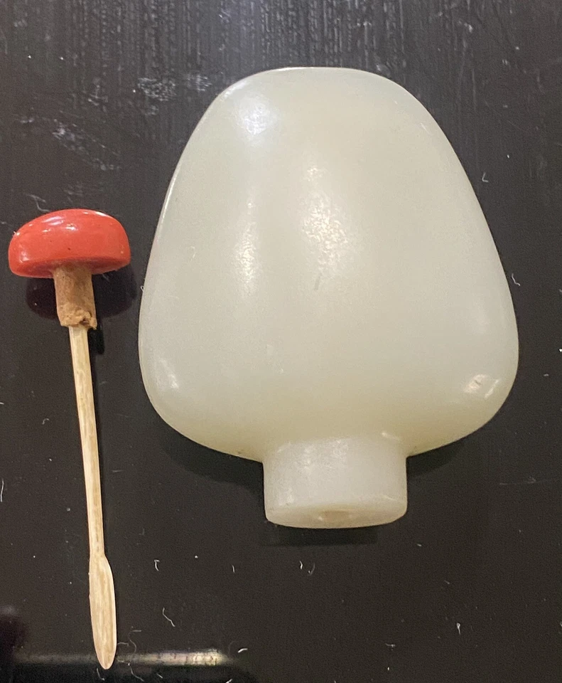 19thc китайский hetian белый нефрит табак бутылка с красной коралловой крышкой - Изображение 3 из 4