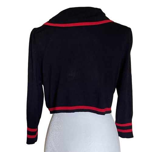 Hell Bunny Black and Red Cropped Sailor Bolero Cardigan Size XL - Picture 4 of 9