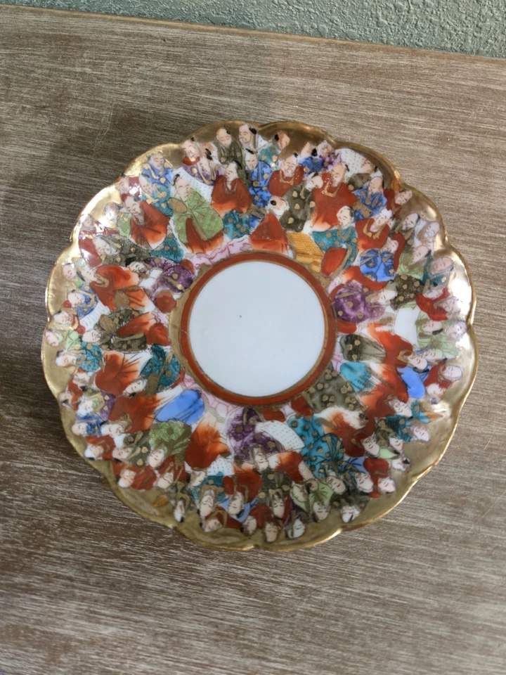 Антикварная изысканная японская чайная чашка и блюдце периода Сацума Мэйдзи с ручной росписью - Изображение 3 из 4