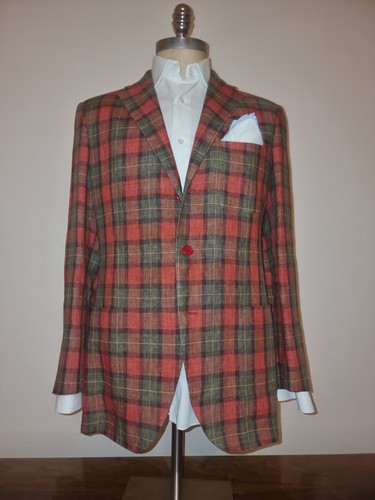 Belvest Linen Tartan Jacket Mens Size EU 50 - Picture 1 of 8