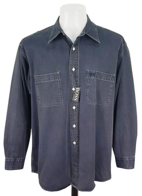 Boss Hugo Boss Herren grau schwere Baumwolle L/S ABENDHEMD - 17'' - L - 50'' - £135