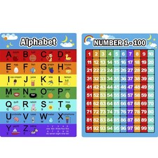 Bememo 2 Pieces Numbers Chart 1-100 and Alpha...