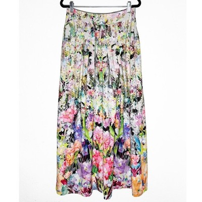 Ranna Gill x Anthropologie Women's Firefleur Maxi Skirt Watercolor Flower Print