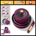 Nonstick Ceramic Cookware Set 6pcs with Detachable Handle, Induction & Oven Safe